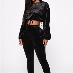 Fashion Novq: Victoria Velvet Pant Set - Black - L